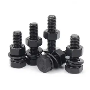 高品质紧固件工厂DIN931/DIN933六角螺栓和螺母钢六角螺栓m5 x60黑色锌螺栓