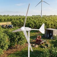 Kit complet d'éolienne à axe horizontal GWS-2000W 2KW avec contrôleur MPPT, diamètre de rotor 3,5M pour maison, cabane, hybride solaire-réseau