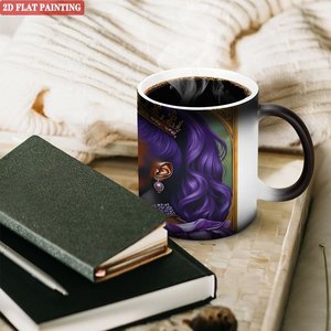 High Temp Resistant 11oz Frosted Black <b>Ceramic</b> Magic Mug Heat Sensitive Color Changing <b>Cup</b> - Product Image 3