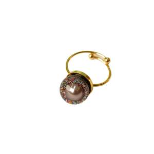 แหวนแฟชั่น สแตนเลสสตีล 316L ชุบทอง PVD ทนทาน ดีไซน์ลูกบอลวิบวับ - Product Image 1