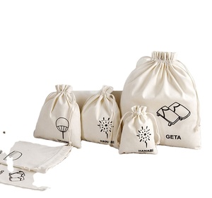 Custom Logo Printing Cotton Dust Pouch Bag <b>Muslin</b> Canvas Organic Cotton Drawstring Bag for Packaging Storage - Product Image 2