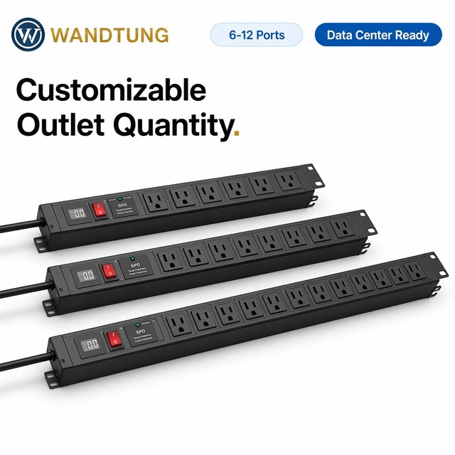 19 Inch Rack-Mounted Power Distribution Unit (PDU) with 8 US Standard Ports 125v OEM Service 10A 16A 32A Socket