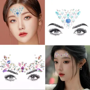 Festival Party Makeup Rhinestones Diamond 3D Temporary Fake Tattoo Eyeliner Stickers Crystal Face Jewels