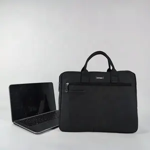 Maletín de poliéster negro para hombre, bolsa para ordenador portátil de negocios con logotipo personalizado, bandolera de un solo hombro, venta al por mayor