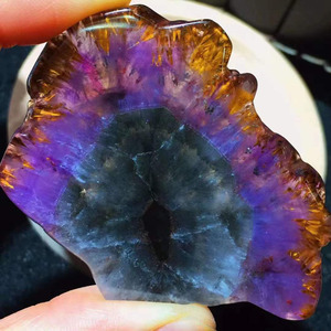 Magnifique plaque de cristal d'Auralite 23, améthyste rutilée, pièces de pierre polies, décoration en cristal HUANG KAI Brésil Feng Shui - Product Image 4
