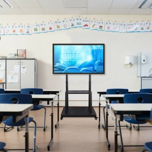 Chariot <span class=keywords><strong>TV</strong></span> universel à levage libre 32-65 pouces pour téléviseurs LED LCD Plasma avec roulettes mobiles et étagère AV réglable, <span class=keywords><strong>support</strong></span> pour caméra - Product Image 1