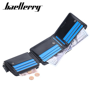 กระเป๋าสตางค์ผู้ชายแบบสั้น Baellerry ช่องใส่บัตรหลายช่อง ซิปแบบพับสามตอน กระเป๋าสตางค์แบบแนวนอน สีดำ สีน้ำตาลกาแฟ สีพื้น - Product Image 2