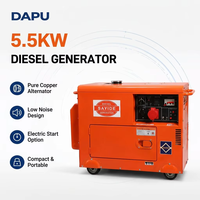 Générateur diesel silencieux 5500W, 5,5kW, démarrage 220V/380V, générateur diesel insonorisé portable pour l'alimentation de secours à domicile, prêt à être expédié