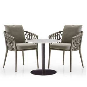 Silla de ratán de aluminio resistente al agua y mesa de metal al aire libre combinación de tres piezas para patio jardín B & B Hotel o cafetería - Product Image 1