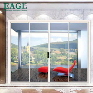 Pintu ayunan masuk depan eksterior luar ruangan Modern dengan bingkai aluminium tiga sambungan perangkat keras PD/PT bahan kaca Manual - Product Image 6