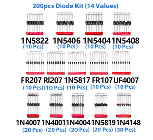 200 Pieces of 14 Types of Fast-switching Schottky Rectifier Diode Sample Packages, <strong>1N4001</strong>, <strong>1N4007</strong>, 1N5819 - Product Image 2