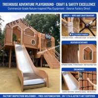 Parque Infantil de Acero Inoxidable con Temática de Búho, Tobogán de Percusión, Red de Escalada, para Campamentos, Resorts y Jardines de Infancia