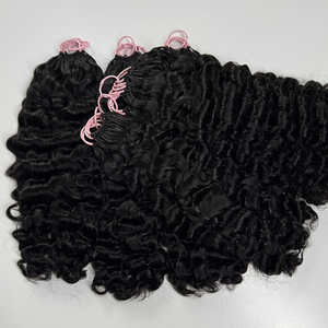Cabello rizado de ganchillo, cabello humano negro natural, rizos suaves y elásticos, ligeros, pre-enlazados, para estilos de trenzas bohemias. - Product Image 5
