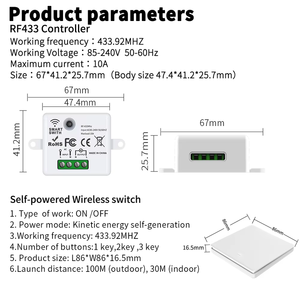 Carte de contrôle sans fil auto-alimentée WiFi intelligente 10A à micro-énergie pour montage en surface, pour projets OEM commerciaux et hôteliers, 4 voies, ABS - Product Image 4