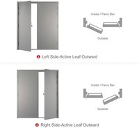 Puerta de Salida de Emergencia de Montaje Rápido (Doble) con Barra Antipánico Gris, Lado Izquierdo, Hoja Activa que se Abre hacia Afuera, Exterior de Fibra de Vidrio y Acero, para Dormitorio