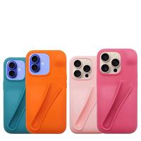 Coque de téléphone en silicone avec support à rouge à lèvres, support de bureau flexible, protection intégrale