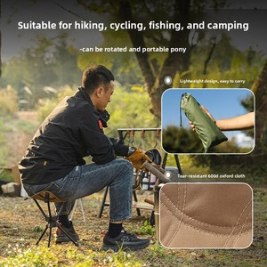 Taburete giratorio de tres patas para acampar al aire libre, silla plegable de tela Oxford de aleación de aluminio, taburete de pesca portátil ultraligero - Product Image 3