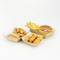 Caja para Pollo Frito con Logotipo Personalizable, Envase Biodegradable para Alimentos, Caja en Forma de Barco, Bandeja de Papel para Aperitivos, Caja de Almuerzo de Papel Kraft
