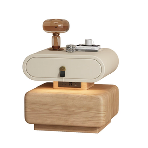 Hot Sale Solid Wood Frame Leather Surface with Sockets and Motion-Sensor Lamp Smart Bedside Table BTBT017 for Home or <strong>Totel</strong> - Product Image 6