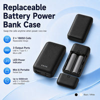 Batterie externe compacte 5000 mAh avec cellules 18650 remplaçables, chargeur portable, mini batterie de secours