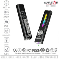 Lampe torche EDC 2000LM IPX6 avec interrupteur coulissant, anneau tactique, aimant, lumière RGB, laser UV, étanche, rechargeable par USB, réglable