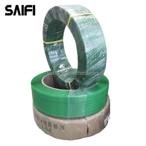 Ad alta resistenza di colore verde in rilievo di plastica cinghia di poliestere reggette in pet cintura per scatola di imballaggio
