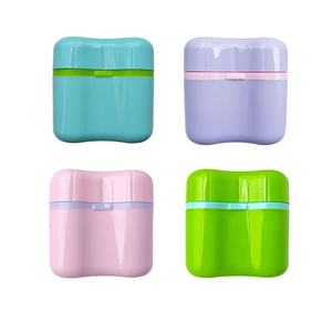 Boîte de rangement pour prothèses dentaires à double couche avec filtre, pour usage domestique, rose, violet, cyan, vert - Product Image 1