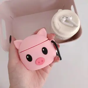 3D милые животные в виде розовой свинки Беспроводные наушники с микрофоном, чехол для переноски 1/2/pro