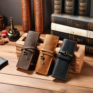 กระเป๋าใส่ดินสอหนังวัววินเทจ หนังชั้นแรก กระเป๋าใส่สีเทียนแบบเรียบง่าย กระเป๋าใส่ปากกาสีสำหรับศิลปะ - Product Image 2