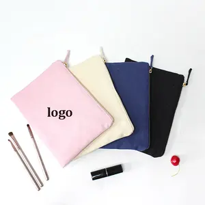 High Quality Custom Size And Print Fashion 23*17cm 12oz 100% Cotton Canvas Cosmetic Bag With Zipper