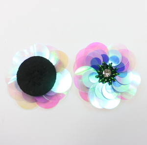 Appliques 3D en feutre cousues à la main avec fleurs en PVC, <span class=keywords><strong>strass</strong></span> en résine <span class=keywords><strong>et</strong></span> verre, perles <span class=keywords><strong>et</strong></span> sequins, 8 cm, <span class=keywords><strong>pour</strong></span> <span class=keywords><strong>vêtements</strong></span> <span class=keywords><strong>et</strong></span> chapeaux - Product Image 4