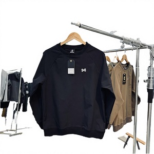 Sweat à capuche unisexe surdimensionné en molleton uni personnalisé OEM, noir uni, automne-hiver, avec logo brodé, vente en gros - Product Image 3