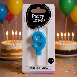 Candela Blu Numero 9 per Feste, Candele di Compleanno da 4,5 Cm, Vela - Product Image 3