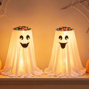 Statuetta Fantasma per Feste, Decorazioni Realistiche e Spaventose per <span class=keywords><strong>Halloween</strong></span>, Porta <span class=keywords><strong>Caramelle</strong></span> a Forma <span class=keywords><strong>di</strong></span> Fantasma con Telecomando e LED - Product Image 3