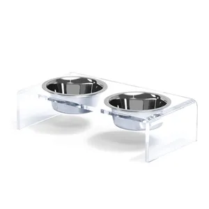 Clear High Quality Transparent Acrylic Dog Bowl Feeders Stand Holder For Acrylic Pet Products Supplies Color Acrylic Pet Bowl