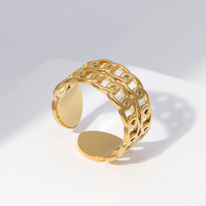Anillo Abierto de Acero Inoxidable con Doble Cadena, Estilo Vintage, Personalizado, Impermeable, Anillo Retro, Simple y Moderno, Venta al por Mayor, para <span class=keywords><strong>Mujer</strong></span> - Product Image 1