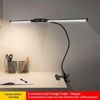 Lampe de lecture LED à double tête à clipser, USB 5V, avec bouton-poussoir, lampe de bureau pour la protection des yeux, idéale pour la lecture, l'étude et l'écran d'ordinateur