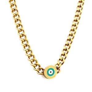 Dainty Devil's Eye Stainless Steel Link <b>Chain</b> Demon Eyes Charm Clavicle Necklace for Women Party Occasion - Product Image 3