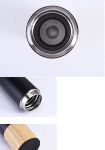Termo de Acero Inoxidable de Doble Pared con Aislamiento, Diseño Recto, con Asa, para Agua y Café, Botella de Agua de Bambú con Asa, Ideal para Regalo - Product Image 6
