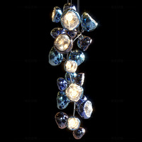 Lustre en verre long design PM Creative pour comptoir de bar, villa, duplex, escalier en colimaçon, appartement, ou réception