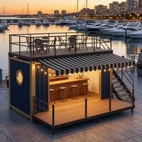 20ft Lüks Çift Katlı Konteyner Bar Prefabrik Modüler Ticari Konteyner Kiosk Çatı Katlı