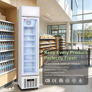Réfrigérateur vertical mince 125L avec porte vitrée pour boissons, bières et boissons énergisantes, avec éclairage - Product Image 1