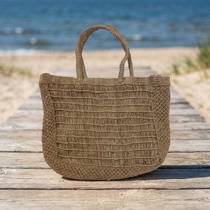 Sac fourre-tout décontracté en jute tissé à prix abordable avec deux poignées, réutilisable et écologique, idéal pour les courses et les trajets quotidiens - Product Image 2