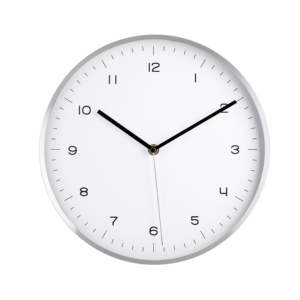 Reloj de Pared Tradicional Minimalista Personalizable, Simple, de Metal Blanco, de 10 Pulgadas, Silencioso, de Cuarzo - Product Image 1