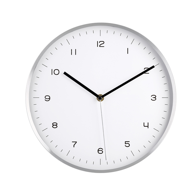 Simple 10 Inch White Metal Quartz Silent Customisable Minimalist Hanging Traditional Wall Clock