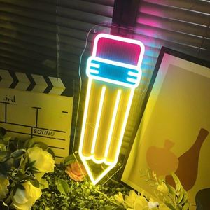 Papeterie d'anniversaire pour enfants, règle artistique, décoration murale LED pour salle de classe et dortoir, stylo, enseigne lumineuse néon - Product Image 3