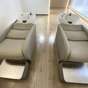 Station de lavage de cheveux ergonomique en gros pour salon, chaises de lavage de cheveux pour salon, lit de lavage en cuir PU avec cuvette en céramique - Product Image 3