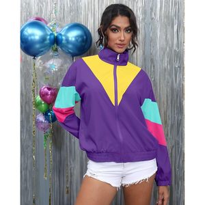 Chaqueta Cortavientos FOXA para Mujer, Estilo Retro de los 80, Bloques de Color, Manga Larga, Reversible, Chaqueta Deportiva, Ropa Exterior Informal de Primavera - Product Image 2
