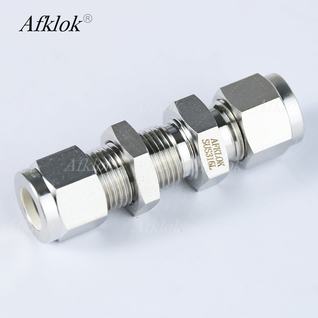 Tube Fittings Stainless Steel 1/8 1/4 3/8 1/2  Bulkhead Union High Pressure Corrosion-resistant Forged Compression Tube Fitting