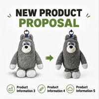 Porte-clés personnalisé en peluche loup gris, mignon dessin animé, ours en peluche, pendentif de sac, cadeau de vacances, décoration intérieure, OEM ODM, faible MOQ, polyester